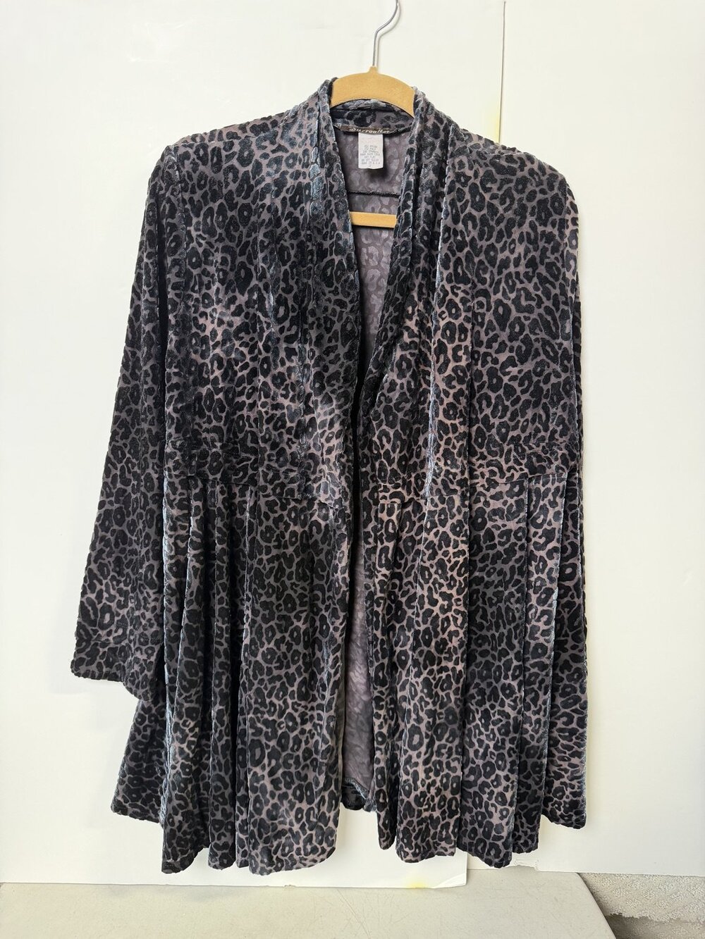 Surrealist Gothic Open Front Velvet Burnout Cardigan Jacket Womens Black Size 2